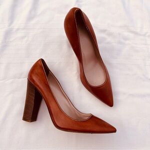 Club Monaco Leather Pointed Toe Block Heels 36.5